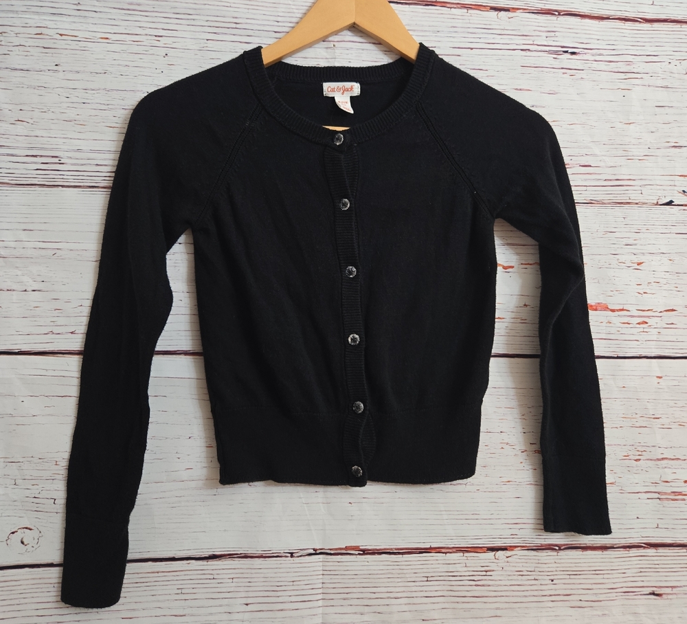Cat and Jack Black Girls Cardigan Size 7/8